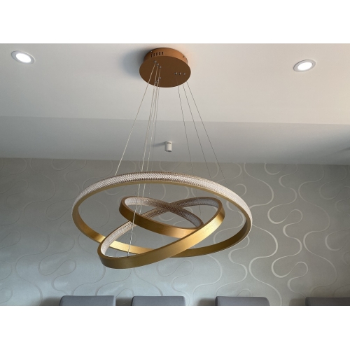 Złota wisząca lampa LED ring 80cm 112Watt L130